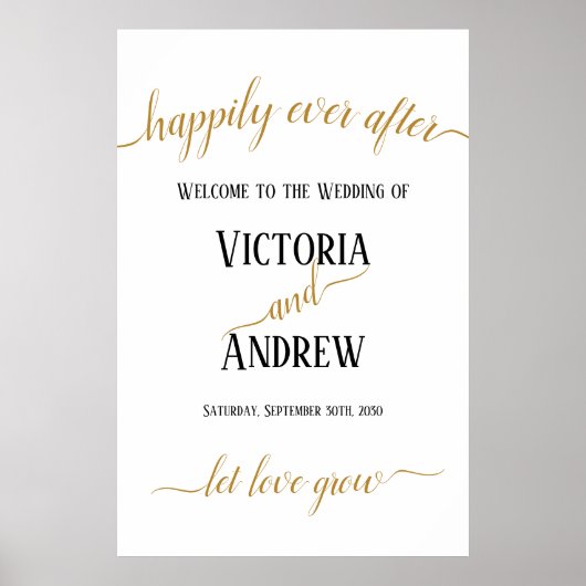 Moderne gouden script minimale bruiloft poster (Voorkant)