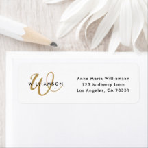 Moderne Gouden Script Monogram Retouradres