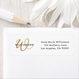 Moderne Gouden Script Monogram Retouradres Etiket