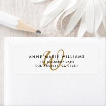 Moderne Gouden Script Monogram Retouradres