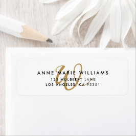 Moderne Gouden Script Monogram Retouradres Etiket