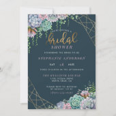 Moderne gouden script Mooie vetplanten Bruidsdouch Kaart (Voorkant)