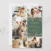 Moderne gouden script multi-foto kerstkaart (Voorkant)