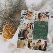 Moderne gouden script multi-foto kerstkaart