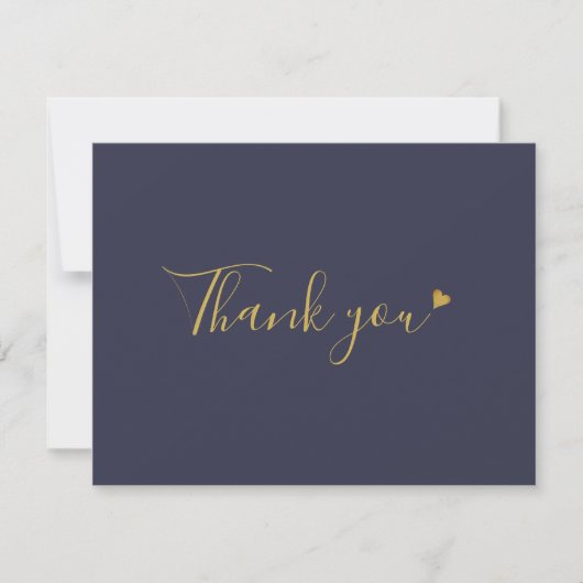 Moderne gouden script navy zakelijke bedankkaart (Voorkant)