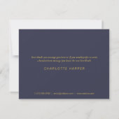 Moderne gouden script navy zakelijke bedankkaart (Achterkant)