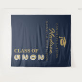 Moderne gouden script Navyblauwe afstuderen Wandkleed (Voorkant (horizontaal))