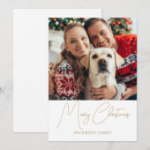 Moderne Gouden Script Prettig Kerstmis Foto Feestdagenkaart (Voorkant / Achterkant)