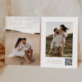 Moderne Gouden Script QR Code 2 Foto Save The Date
