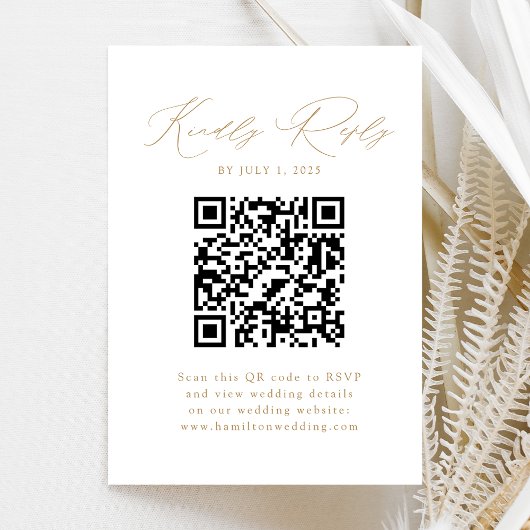 Moderne Gouden Script QR Code RSVP Informatiekaartje