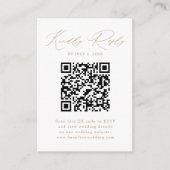 Moderne Gouden Script QR Code RSVP Informatiekaartje (Voorkant)