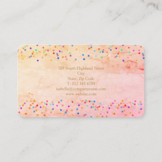 Moderne Gouden Script Regenboog Sprankels Visitekaartje (Achterkant)