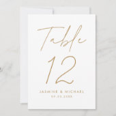 Moderne gouden script tafelnummerkaart voor een br (Voorkant)
