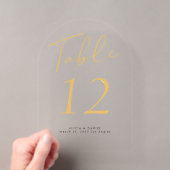 Moderne gouden script trouwacryl tafelnummer (Insitu (Draagbaar))