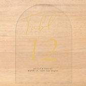 Moderne gouden script trouwacryl tafelnummer (Voorkant)