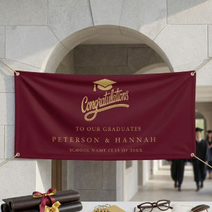 Moderne gouden script Tweeling Afstudeercongratula Spandoek