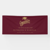 Moderne gouden script Tweeling Afstudeercongratula Spandoek (Horizontaal)