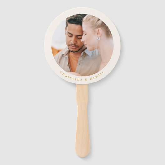 Moderne Gouden Script Typografie Foto Handwaaier (Achterkant)