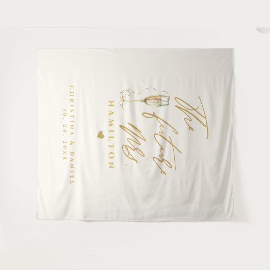 Moderne Gouden Script Typografie Huwelijk Wandkleed (Voorkant (horizontaal))