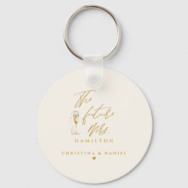 Moderne Gouden Script Typografie Trouwdag Sleutelhanger