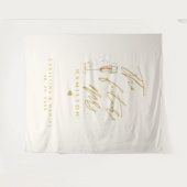 Moderne Gouden Script Typografie Trouwdag Wandkleed (Voorkant (horizontaal))