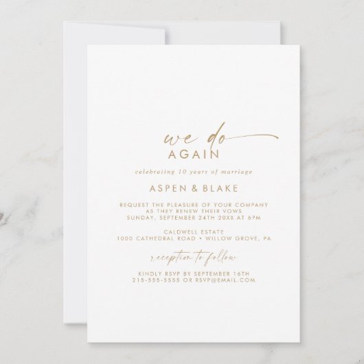 Moderne gouden script We Do Again beloftevernieuwi Kaart (Voorkant)