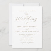 Moderne gouden script witte trouw kaart (Voorkant)