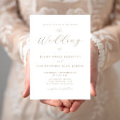 Moderne gouden script witte trouw kaart