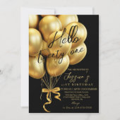 Moderne gouden script zwart hallo eenentwintigste kaart (Voorkant)