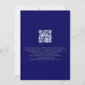 Moderne gouden scriptie Navy Blue QR-code bruiloft Kaart (Achterkant)