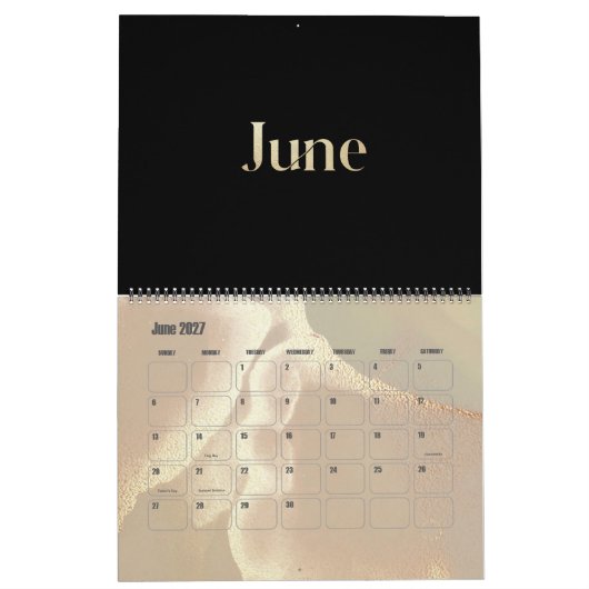 Moderne Gouden Shimmer Chic Kalender (Jun 2027)