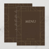 Moderne Gouden Sieraden Donkerbruine Bruiloft Menu (Voorkant / Achterkant)