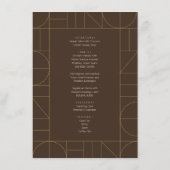 Moderne Gouden Sieraden Donkerbruine Bruiloft Menu (Achterkant)