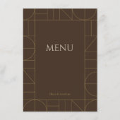 Moderne Gouden Sieraden Donkerbruine Bruiloft Menu (Voorkant)