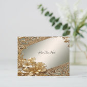 Moderne gouden sierlijke bloemkaart briefkaart (Staand voorkant)