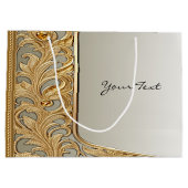 Moderne gouden sierlijke geschenkzak groot cadeauzakje (Achterkant)