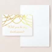 Moderne gouden slingerlichten voor bruidsmeisje folie kaarten (Display)