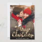 Moderne Gouden Sparkle Kerstmis FOTO QR-code Feestdagenkaart (Voorkant)