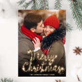 Moderne Gouden Sparkle Kerstmis FOTO QR-code Feestdagenkaart