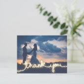 Moderne Gouden Sparkler Trouwfoto Dank u Briefkaart (Staand voorkant)