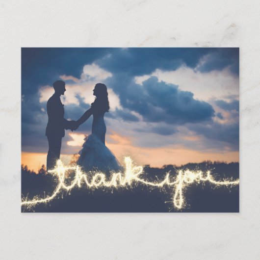 Moderne Gouden Sparkler Trouwfoto Dank u Briefkaart (Voorkant)