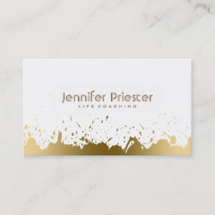 Moderne Gouden Splatter & White Life Couching Visitekaartje