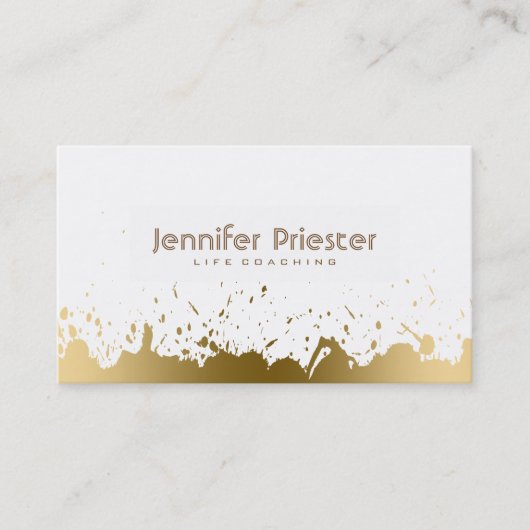 Moderne Gouden Splatter & White Life Couching Visitekaartje (Voorkant)