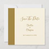 Moderne gouden staaf ivoor save the date (Voorkant)
