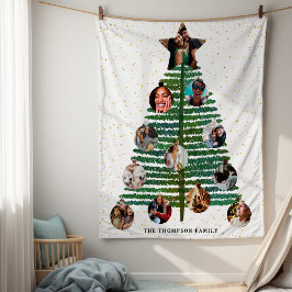 Moderne Gouden Sterren 12 Foto Collage Family Tree Fleece Deken