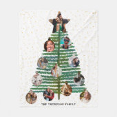 Moderne Gouden Sterren 12 Foto Collage Family Tree Fleece Deken (Voorkant)