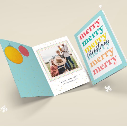 Moderne Gouden Sterren Blauwe Kerstballen Eén Foto Kaart