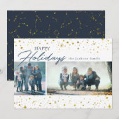 Moderne gouden sterren op witte feestdag feestdagenkaart (Voorkant / Achterkant)