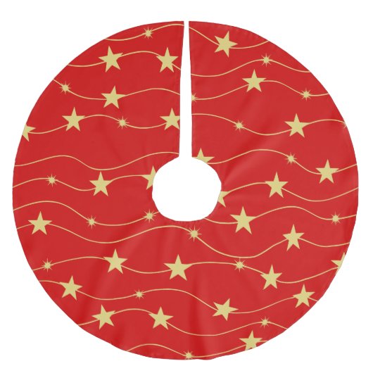 Moderne gouden sterren rood kerstboom rok (Voorkant)