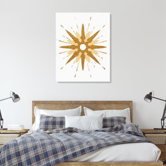 Moderne gouden sterrenkunst uit de middeleeuwen canvas afdruk (Insitu (Slaapkamer))